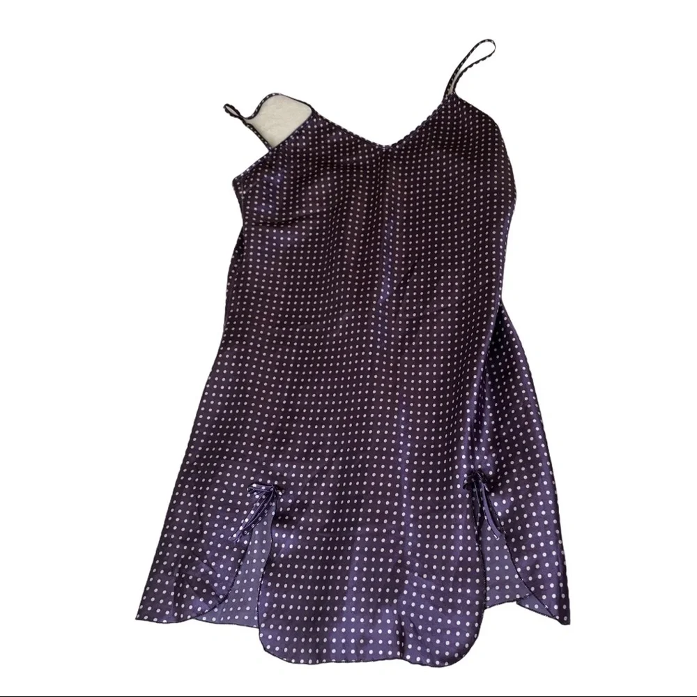 Vintage Bay 6 NY purple polka dot nightgown M - Picture 7 of 15
